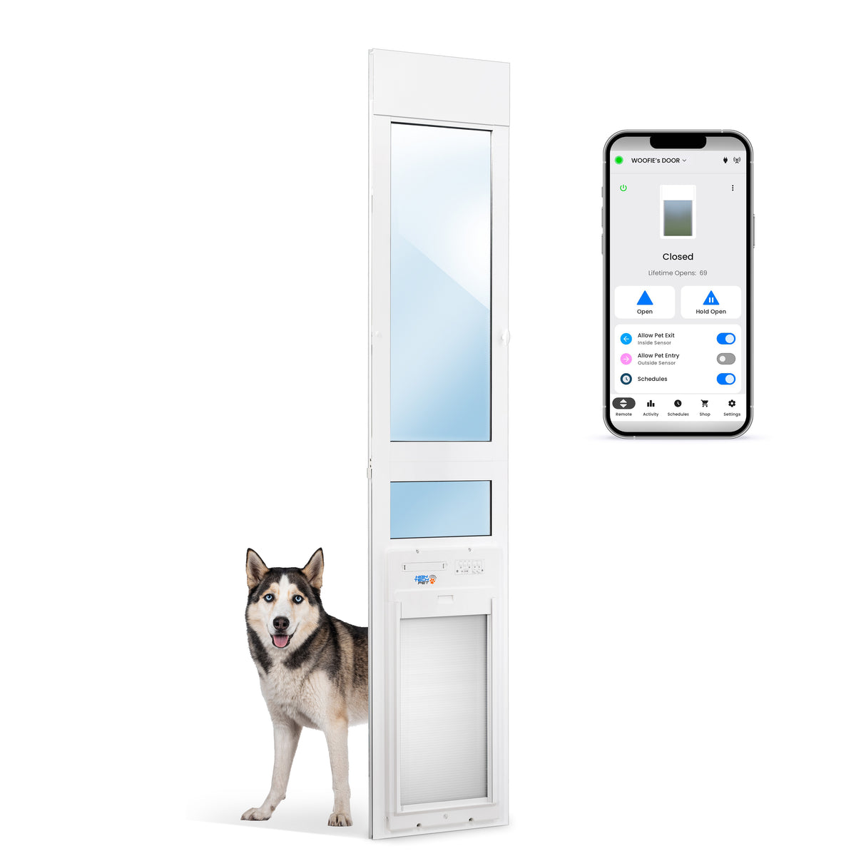 Large WiFi Controlled Power Pet Roll Up Patio Door, Regular Height