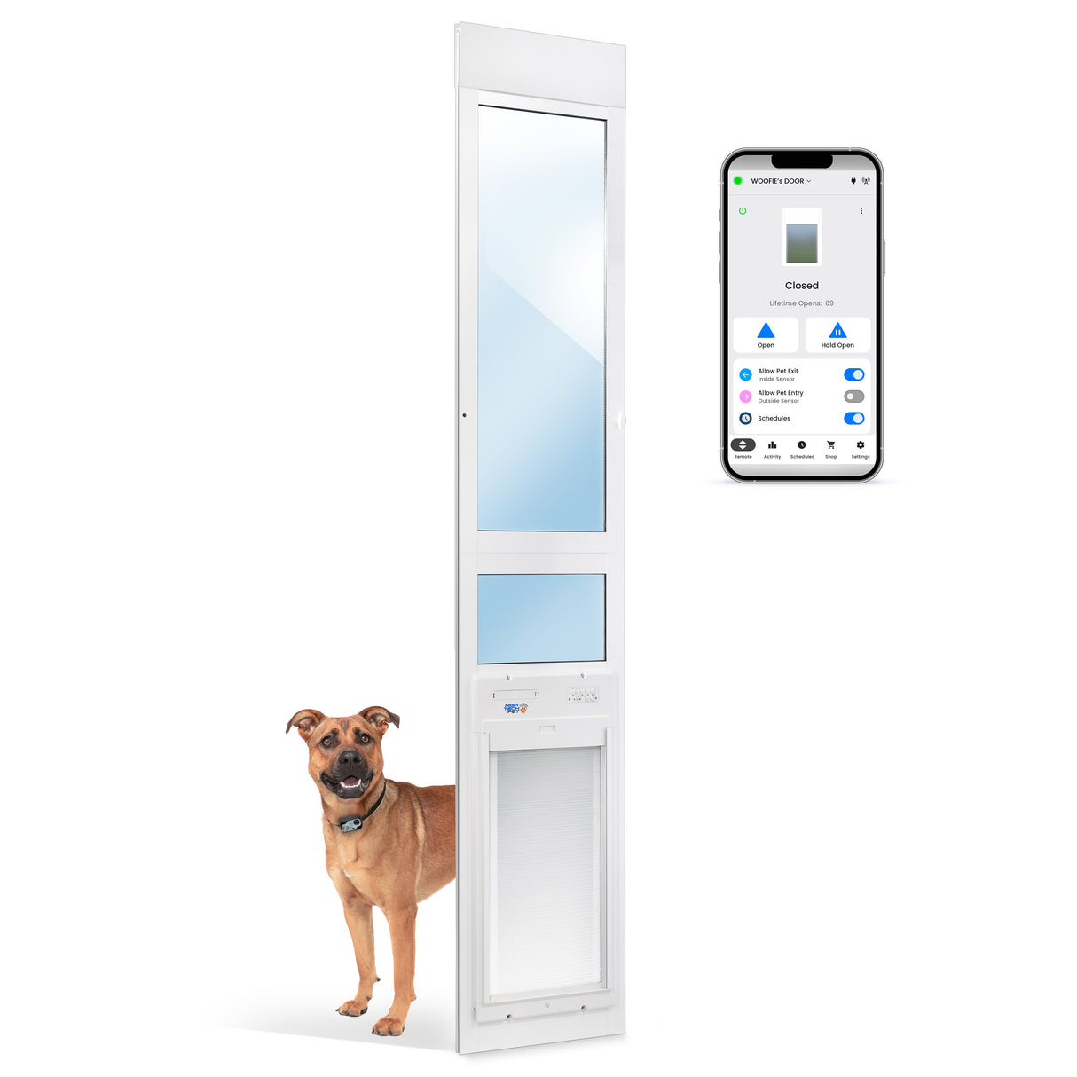 POWER PET ROLL UP Automatic WiFi Patio Pet Door, Medium, Tall Height