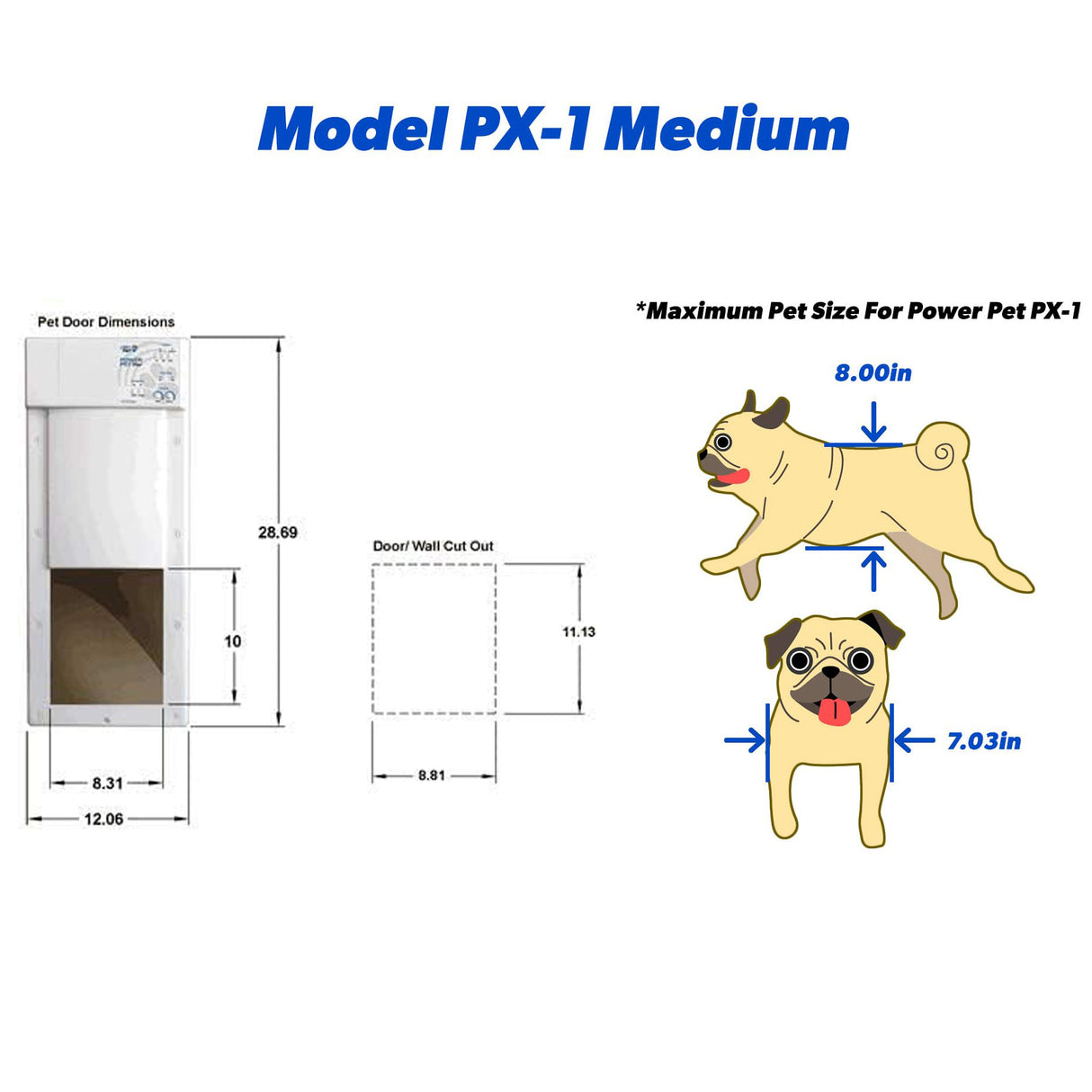 PX-1 MEDIUM STANDARD DOOR MOUNT - POWER PET DOOR