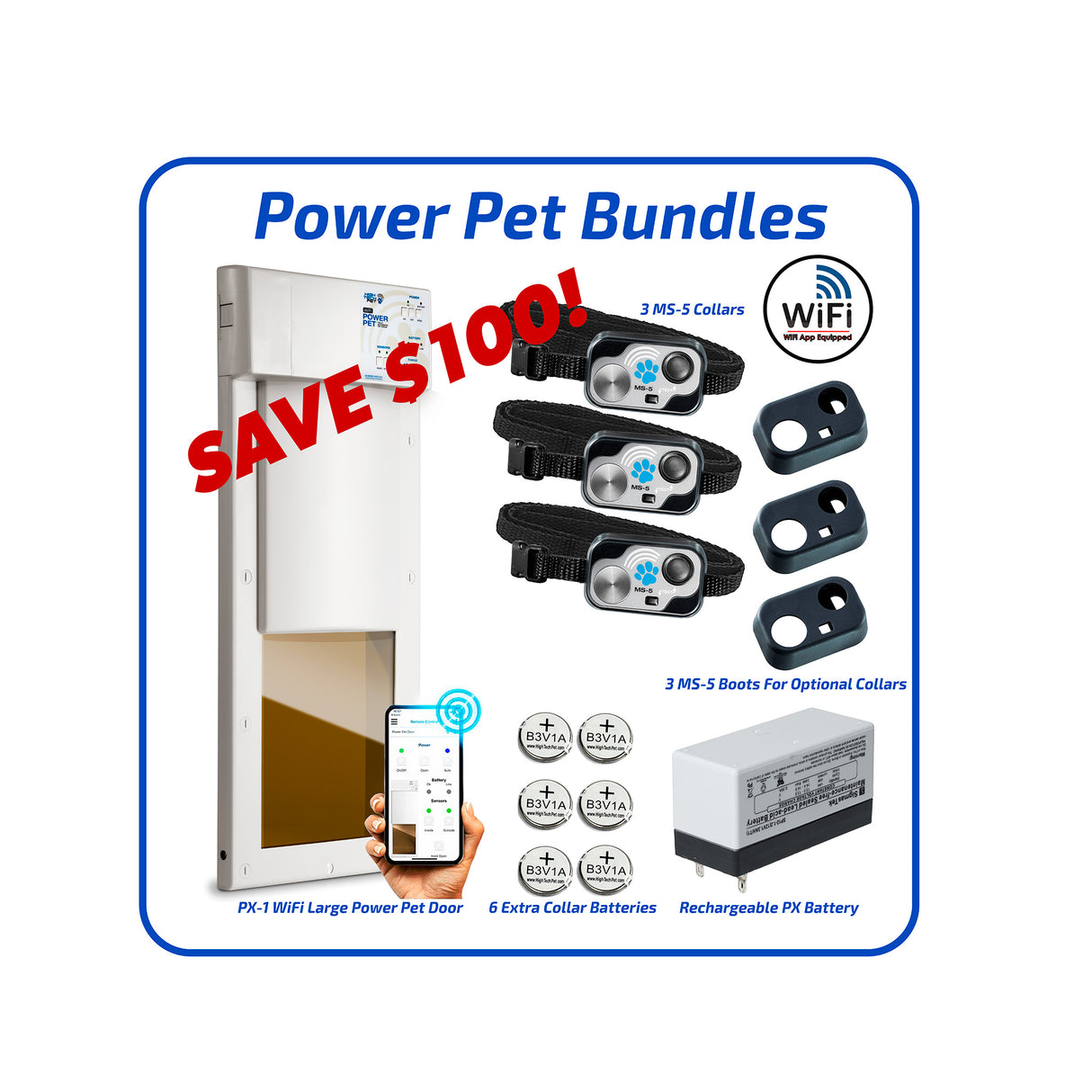 PX-1-WF MEDIUM WiFI CONTROLLED DOOR MOUNT POWER PET DOOR BUNDLE