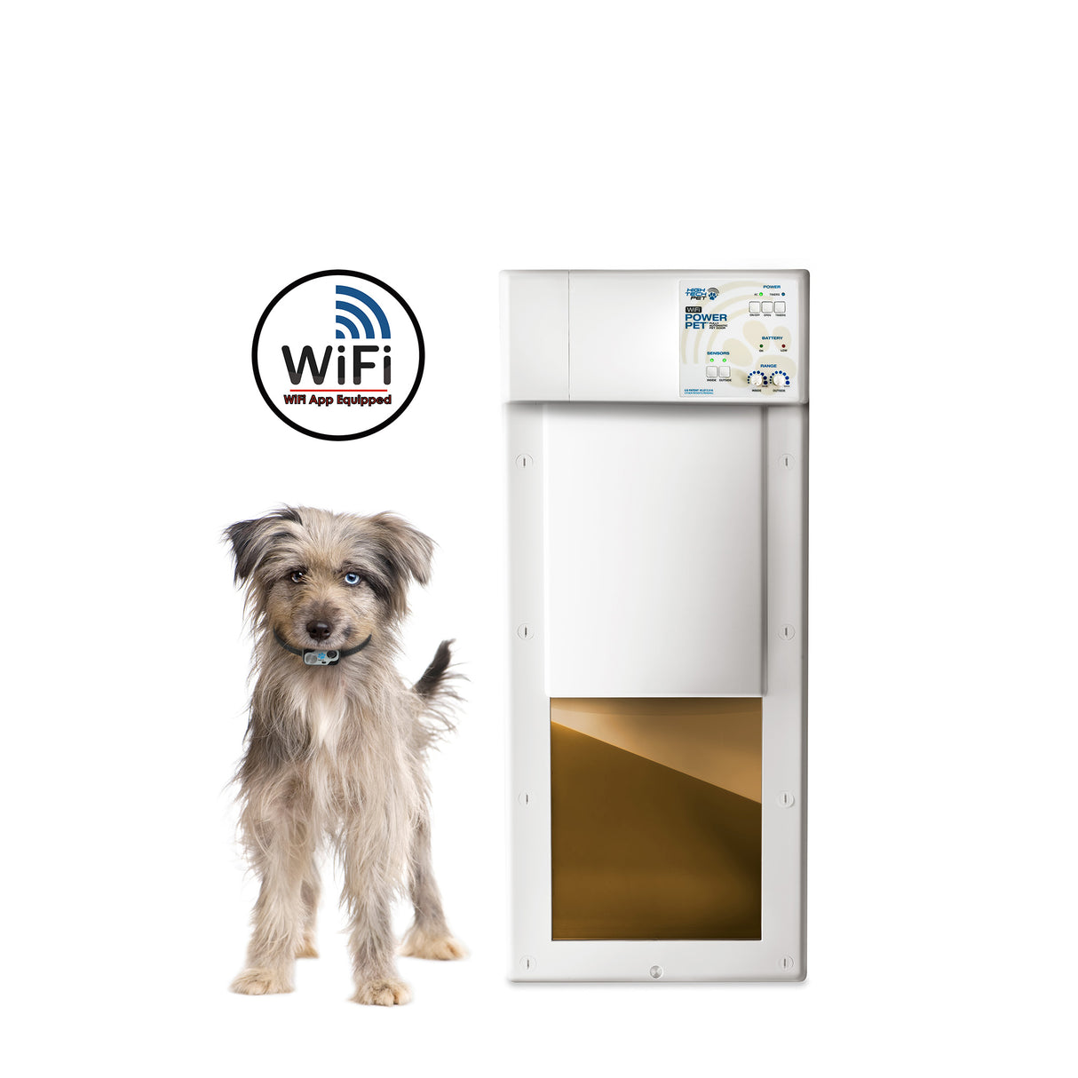 NEW! WiFi Controlled Power Pet Door Pet Operated, Smart Phone Controlled Medium, 8" X 10" Opening for Pets up to 30 lbs.