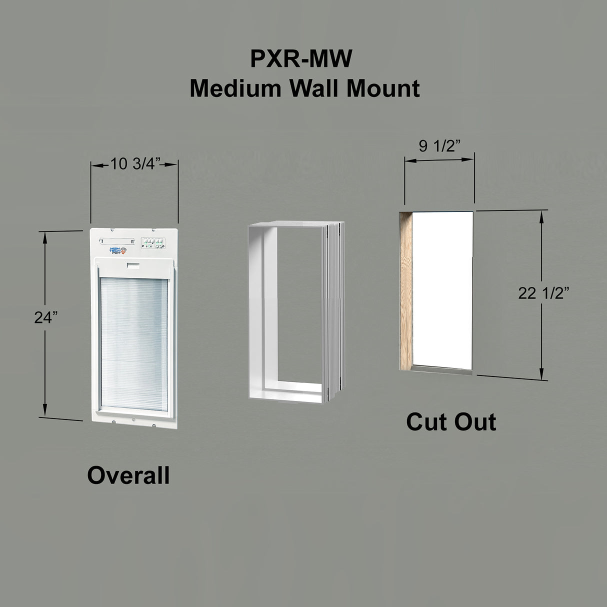PXR-MW MEDIUM WALL MOUNT POWER PET ROLL UP WiFi ENABLED PET DOOR