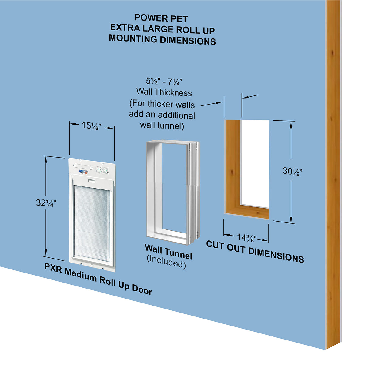 PXR-XLW EXTRA LARGE WALL MOUNT POWER PET ROLL UP WiFi ENABLED PET DOOR