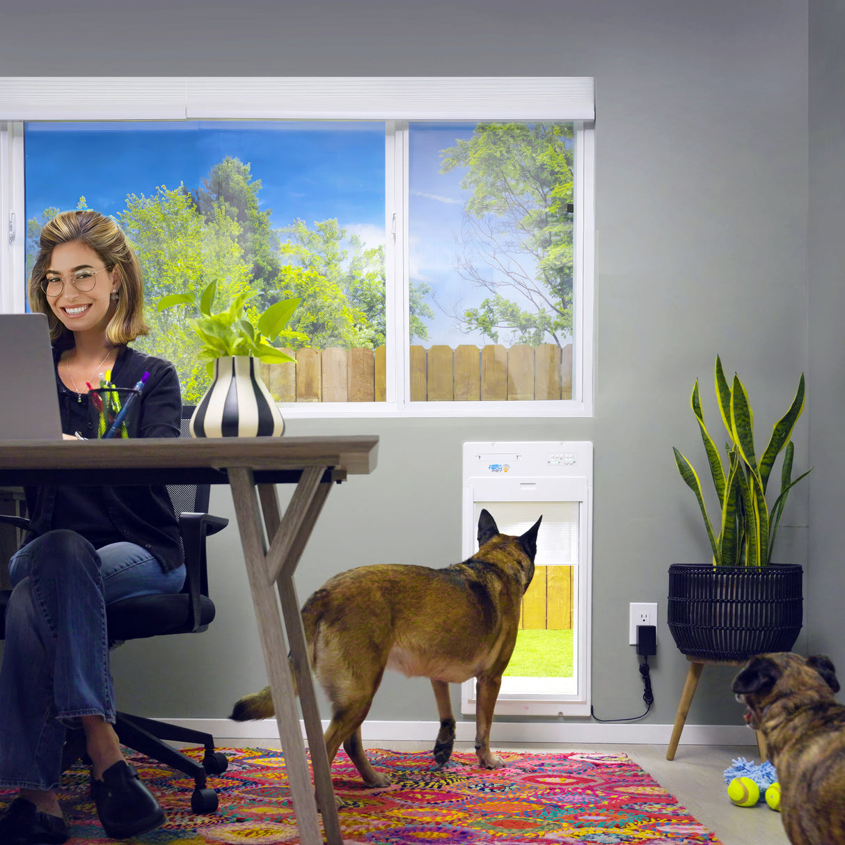 POWER PET ROLL UP Automatic WiFi Patio Pet Door, Medium, Tall Height