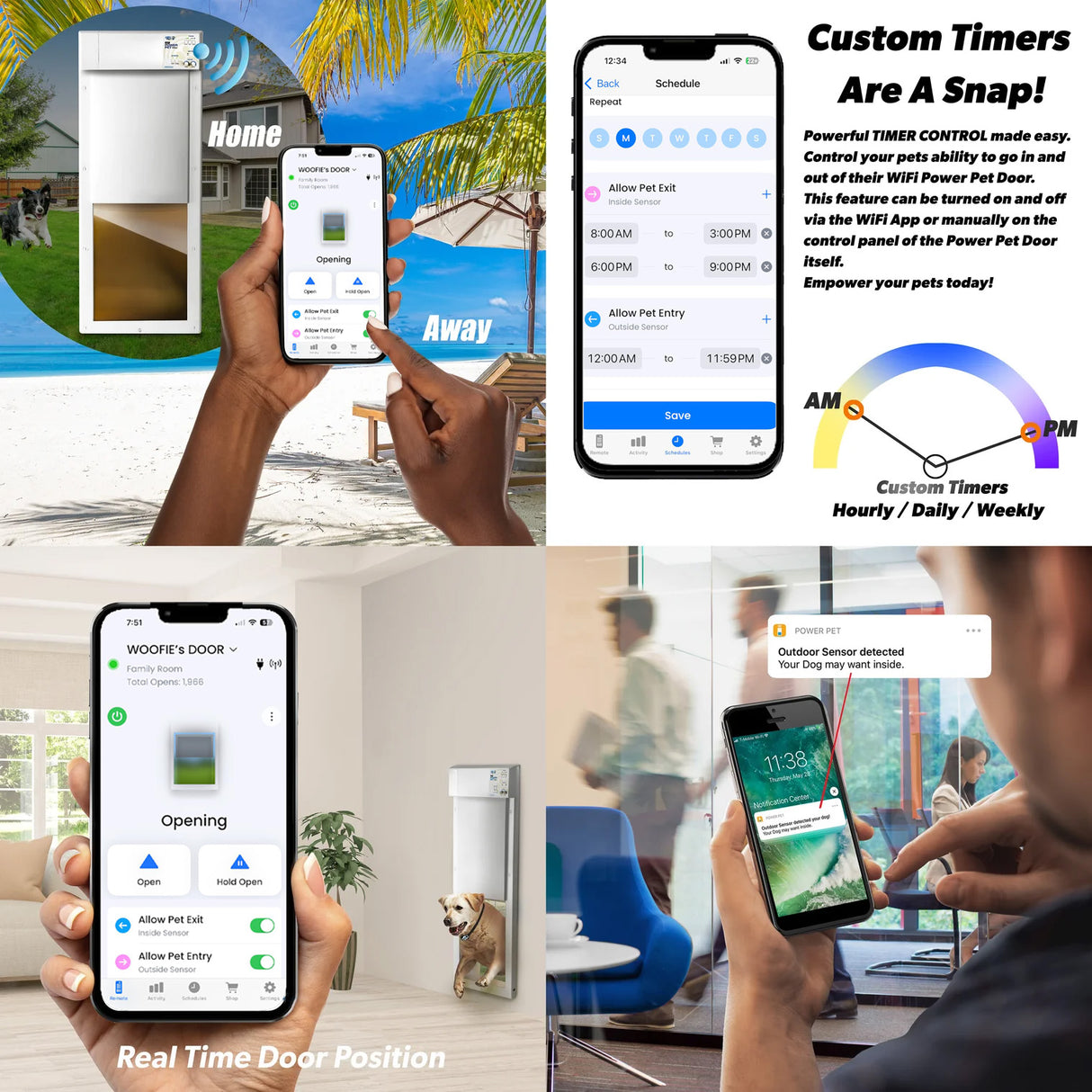 NEW! WiFi Controlled Power Pet Patio Door Pet Operated, Smart Phone Controlled Easily Installs in Most Patio Door Frames