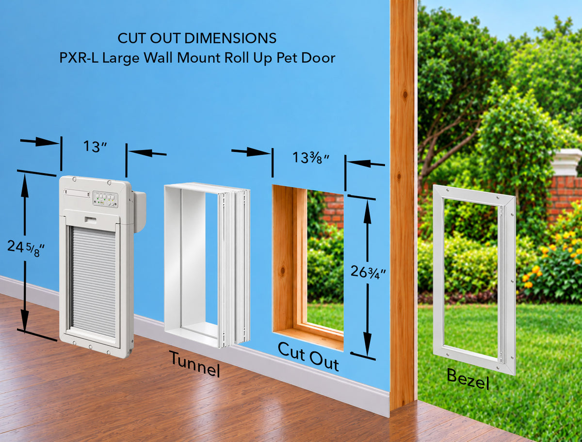 Power Pet Roll Up Smart Automatic Dog Door - Large, Wall Installation