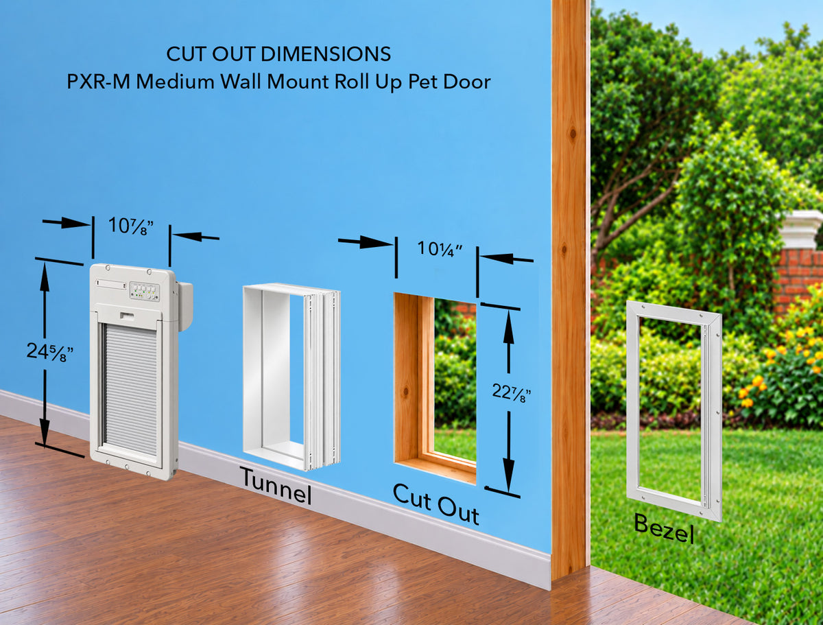 Power Pet Roll Up Smart Automatic Dog Door - Medium, Wall Installation Bundle