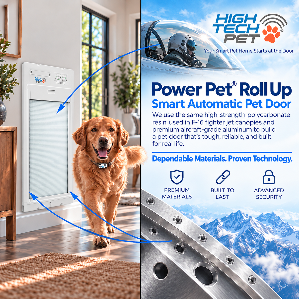 Power Pet Roll Up Smart Automatic Dog Door - XL, Door Installation