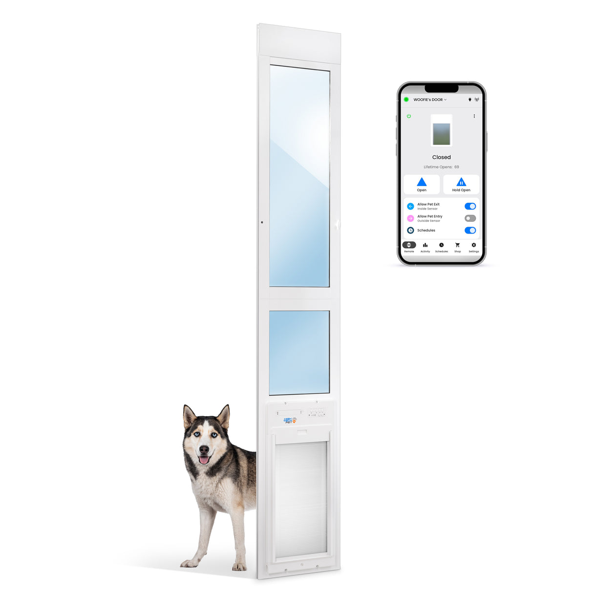 POWER PET ROLL UP Automatic WiFi Patio Pet Door, Large, Tall