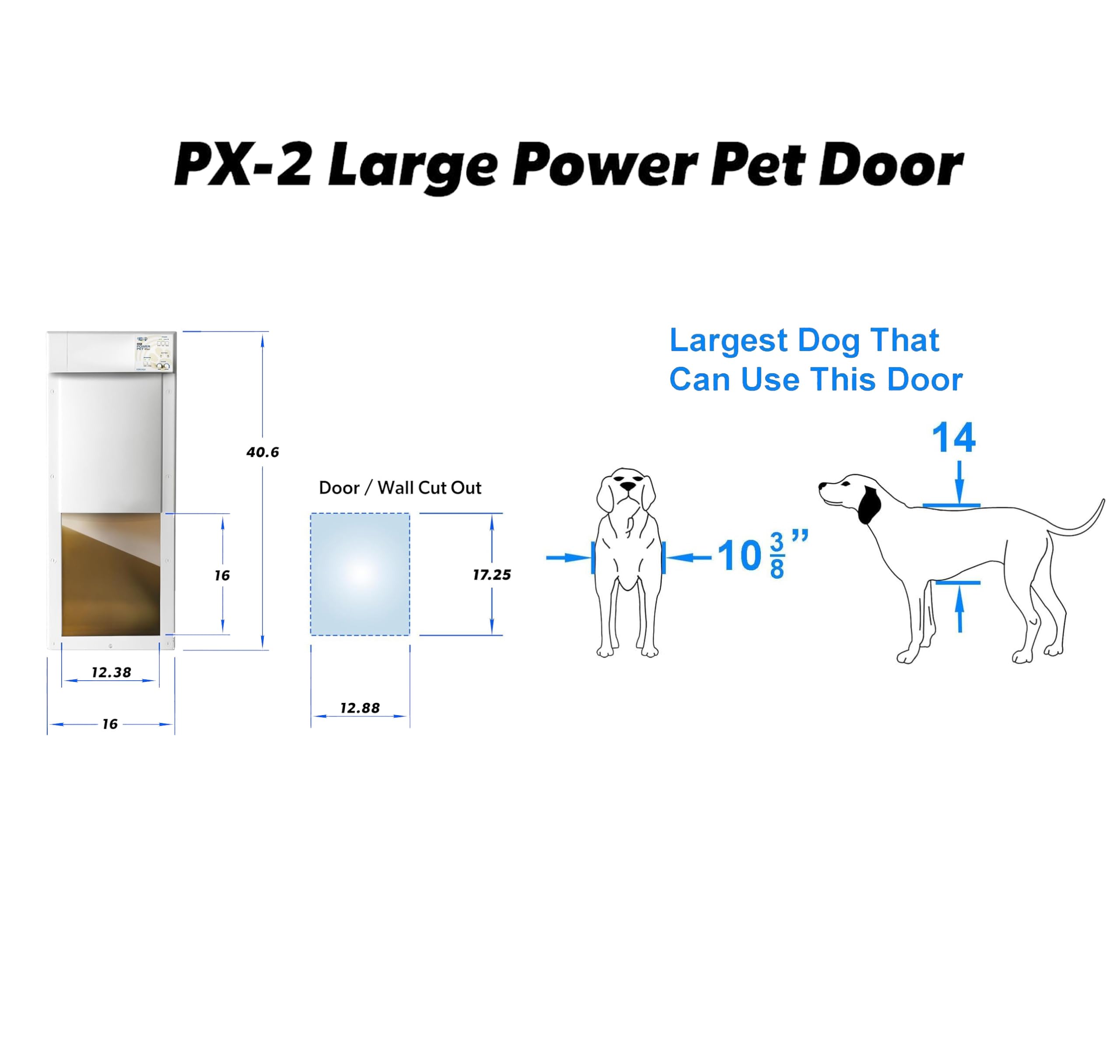 Model PX-2 LARGE STANDARD POWER PET WALL MOUNTED PET DOOR for All