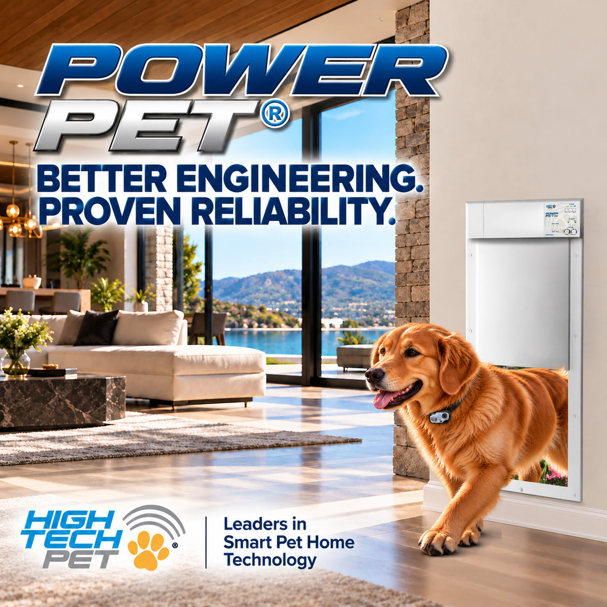 Power Pet Smart Automatic Dog Door - Large, Wall Installation