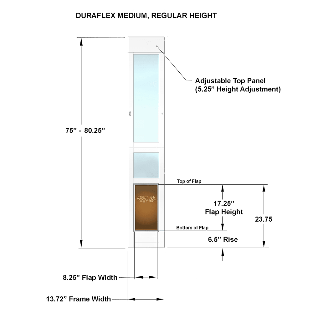 DURAFLEX PATIO PET DOOR MEDIUM, REGULAR HEIGHT